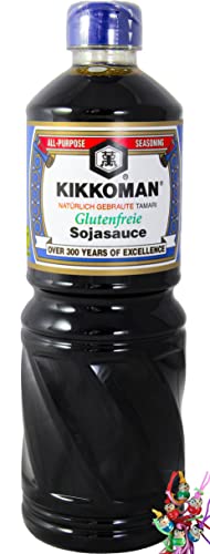 yoaxia ® Marke Set - [ 1000ml ] KIKKOMAN Tamari Glutenfreie Sojasauce/Soja Soße OHNE WEIZENZUSATZ + ein kleiner Glücksanhänger gratis von yoaxia Marke