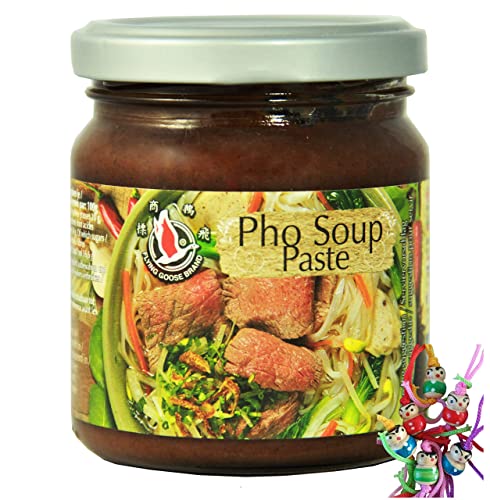 yoaxia ® Marke Set - [ 195g ] FLYING GOOSE Würzpaste für Pho (vietnamesische Suppe) + ein kleiner Glücksanhänger gratis von yoaxia Marke