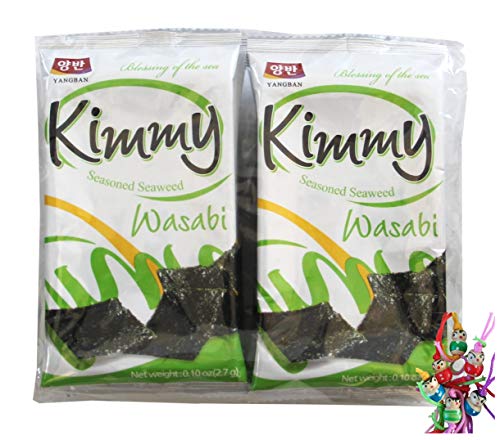 KIMMY [ 21,6g ] Gewürzter Nori Seetang getrocknet und geröstet mit Wasabipulver + ein kleiner Glücksanhänger gratis von yoaxia Marke