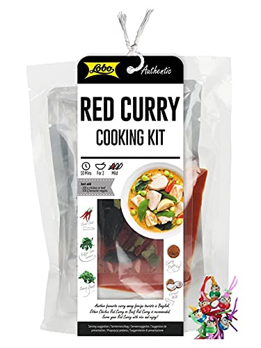 yoaxia ® Marke Set - [ 253g ] Rotes Curry Kochset für Authentisches Rotes Thai-Style Curry / Cooking Kit + ein kleines Glückspüppchen - Holzpüppchen von yoaxia Marke