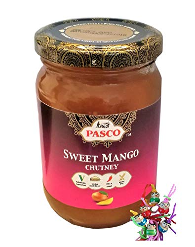 yoaxia ® Marke Set - [ 320g ] PASCO Süßes Mango Chutney/Sweet Mango Chutney GLUTENFREI + einkleiner Glücksanhänger gratis von yoaxia Marke