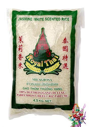 yoaxia ® Marke Set - [ 4,5kg ] ROYAL THAI Langkorn Duftreis (ganz) DE LUXE/Jasmin White Scented Rice + ein kleiner Glücksanhänger gratis von yoaxia Marke