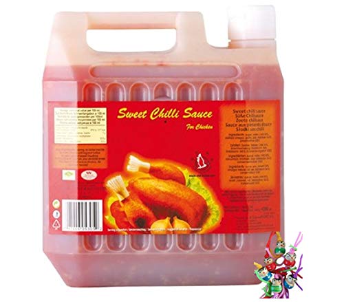 yoaxia ® Marke Set - [ 4.300ml ] FLYING GOOSE Süße Chilisauce für Huhn RESTAURANT GRÖßE (Kanister) + ein kleiner Glücksanhänger gratis von yoaxia Marke