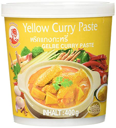 yoaxia ® Marke Set - [ 400g ] COCK Gelbe Currypaste/Yellow Curry Paste + ein kleiner Glücksanhänger gratis von yoaxia Marke