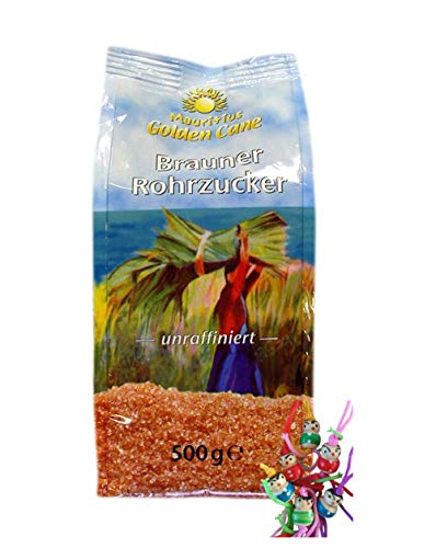 [ 500g ] GOLDEN CANE Brauner Rohrzucker (unraffiniert) Mauritius + ein kleiner Glücksanhänger gratis von yoaxia Marke