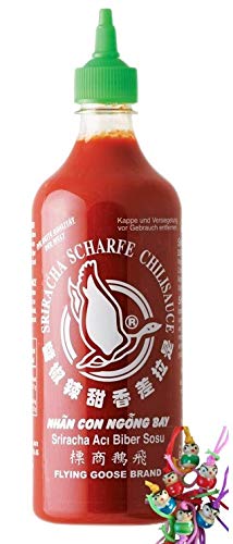 FLYING GOOSE Sriracha Scharfe Chilisauce HOT Chilli Sauce [ 730ml ] + ein kleiner Glücksanhänger gratis von yoaxia Marke