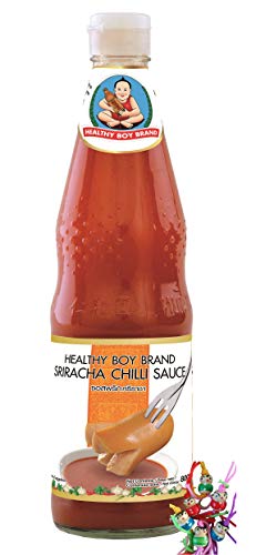 yoaxia ® Marke Set - [ 800g / 700ml ] HEALTHY BOY Sriracha scharfe Chilisauce / Sriracha Hot Chilli Sauce + ein kleines Glückspüppchen - Holzpüppchen von yoaxia Marke