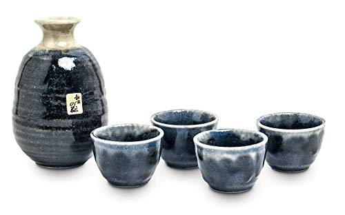 yoaxia ® Marke - japanisches 5-teiliges Sake - Set aus Keramik [ Space Blue ] dekorativ verpackt von yoaxia Marke