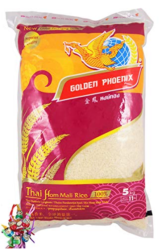 yoaxia Marke Set - 5 kg GOLDEN PHOENIX Thai Duftreis Langkorn, Jasmine Rice, plus ein kleines Glückspueppchen - Holzpueppchen von yoaxia Marke