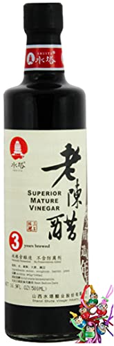 [ 500ml ] Traditioneller schwarzer Shanxi Essig 5% Säure / 3 Jahre gereift / reife Essig + ein kleiner Glücksanhänger gratis von Yoaxia