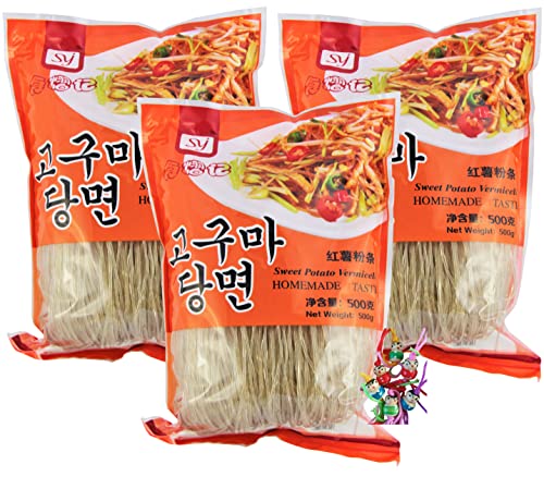 [ 3x 500g ] Süßkartoffel Fadennudeln/Süßkartoffel-Vermicelli + ein kleiner Glücksanhänger von Yoaxia
