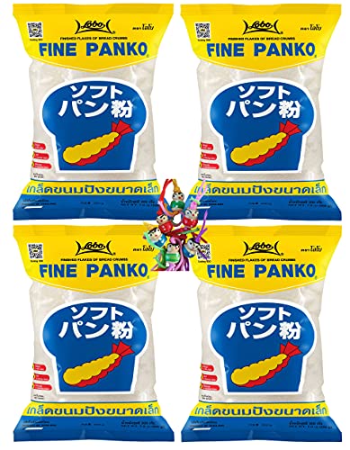 yoaxia ® - 4er Pack - [ 4x 200g ] FINE PANKO Brotkrumen nach japanischer Art (fein) / Tempura / Bread crumbs + ein kleines Glückspüppchen - Holzpüppchen von yoaxia