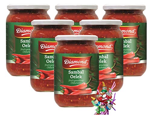 yoaxia ® - 6er Pack - [ 6x 740g ] DIAMOND Sambal Oelek / frisch gemahlene Chilischoten + ein kleiner Glücksanhänger gratis von yoaxia