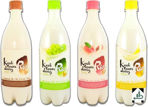 yoaxia Makgeolli Selection mit 4 verschiedenen Sorten je 750ml | Classic, Traube, Pfirsich, Banane | EINWEG von Yoaxia