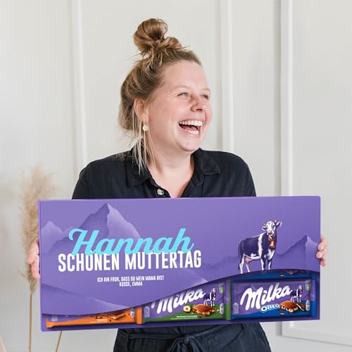 Riesen Milka Schokoladentafel personalisiert mit Namen & Botschaft - Personalisiertes XL Mega Milka Muttertagsgeschenk & Vatertagsgeschenk mit 9 Schokoladentafeln (900 Gramm) von your surprise