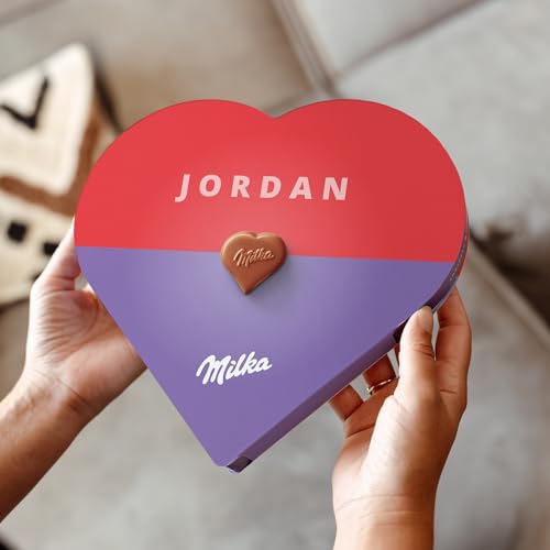 Milka Schokoladenherz personalisiert mit Name und Text – Geschenk für Männer & Frauen, Herzförmige Pralinen mit Haselnuss-Nougat Cremefüllung (187g) – Für Geburtstag & Jubiläum von your surprise