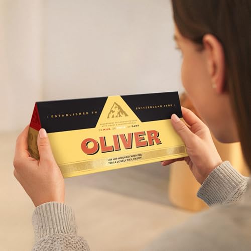 XL Toblerone Personalisiert mit Namen und Botschaft - Personalisiertes Mega Toblerone Schokoladengeschenk mit 9 Toblerone-Riegel: weiß, dark und Milchschokolade (900 Gramm - XL Toblerone) von your surprise