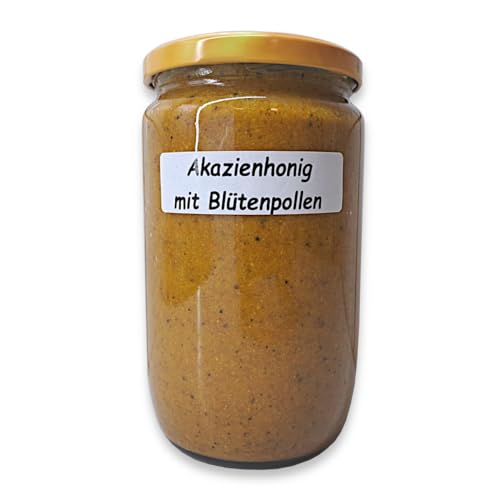 Akazienhonig mit Blütenpollen 1000g / 1kg kräftiger Bienenhonig 100% naturbelassenene Premium Imkerqualität von zanasta