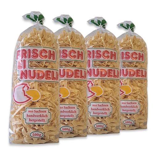 Bandnudeln 4x 500g mit Frisch-Ei | 8mm breit 100% regional und natürlich aus sächsischer Manufaktur Frischei-Nudeln aus Hartweizengrieß von zanasta