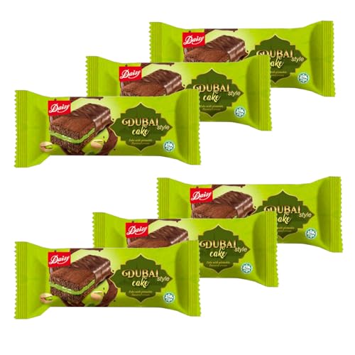 Dubai Style Cake Riegel 6x 60g, feiner Schokokuchen mit Pistaziencreme und Engelshaar/Kadayif, 100% Halal (6x 60g Riegel) von zanasta