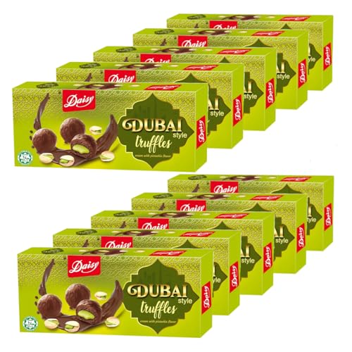 Dubai Style Trüffel 10x 180g, köstliche Pralinen mit zarter Pistazienfüllung und Engelshaar/Kadayif, 100% Halal (10 Packungen je 180g) von zanasta