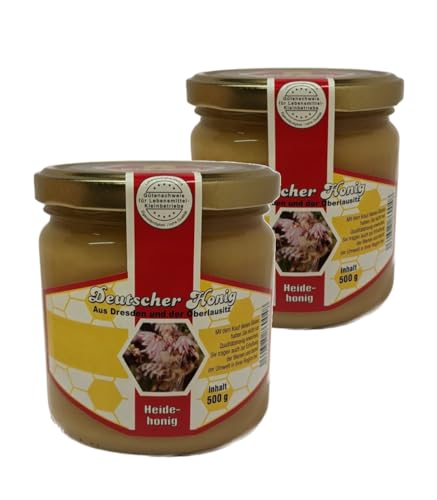 Echter Deutscher Heidehonig 2x 500g Glas Honig aus der Oberlausitz 100% natürlich und regionaler Bienenhonig von zanasta