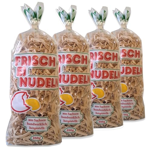 Emmer Bandnudeln 4x 250g mit Frisch-Ei | 4mm breit 100% regional und natürlich aus sächsischer Manufaktur Frischei-Nudeln aus Emmermehl von zanasta