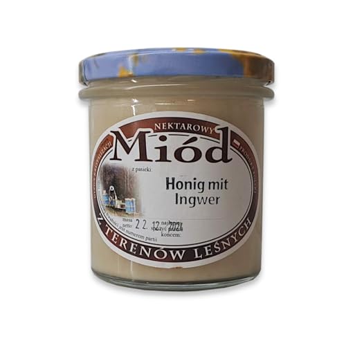 Honig mit Ingwer in Premium Qualität | 100% naturbelassener Bienenhonig mit feiner Ingwernote (420g) von zanasta