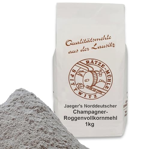 Jaeger's Norddeutscher Champager-Roggenvollkornmehl 1000g frisch aus der Rätze-Mühle in bester Qualität 100% regional und naturbelassen 1-kg von zanasta