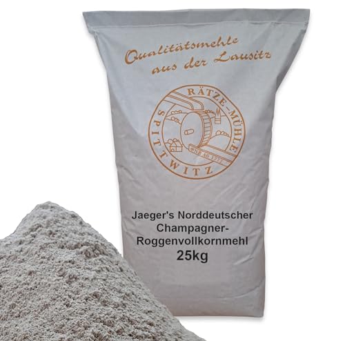 Jaeger's Norddeutscher Champager-Roggenvollkornmehl 25kg frisch aus der Rätze-Mühle in bester Qualität 100% regional und naturbelassen von zanasta