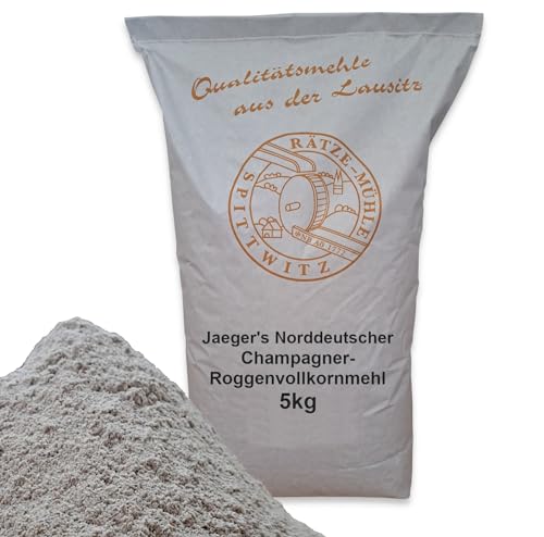 Jaeger's Norddeutscher Champagner-Roggenvollkornmehl 5kg frisch aus der Rätze-Mühle in bester Qualität 100% regional und naturbelassen von zanasta