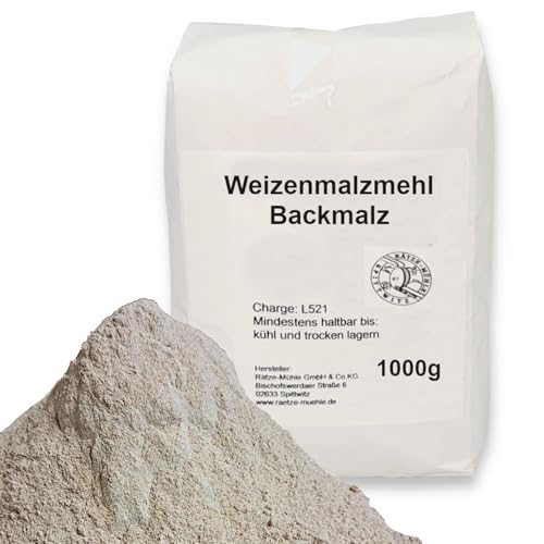 Mühlen Backmalz / Weizenmalzmehl 1000g Maltofarin Premium Malzmehl Hell enzymaktiv für knusprige Backergebnisse von zanasta