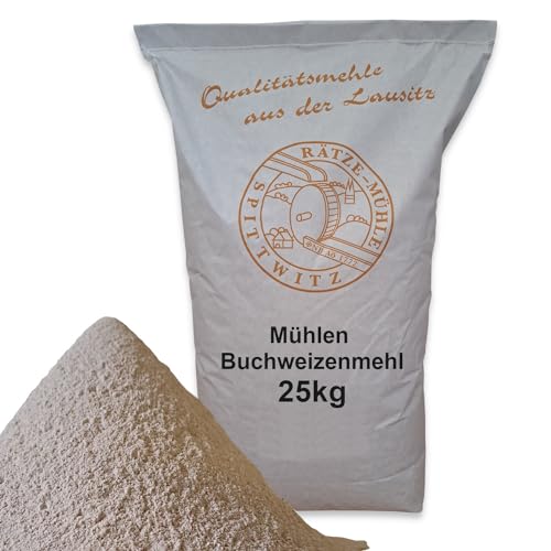 Buchweizenmehl 25 kg in bester Qualität, frisch aus der Rätze-Mühle 100% regional, naturbelassen Buchweizen gemahlen von zanasta