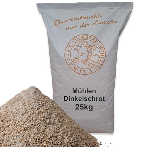 Mühlen Dinkelvollkornschrot/Dinkelschrot miitel 25kg frisch aus der Rätze-Mühle 100% regional und natürlich Dinkel geschrotet von zanasta