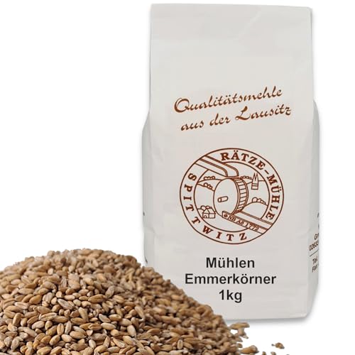 Mühlen Emmerkörner 1000g ganzes Korn gereinigt, frisch aus der Rätze- Mühle in bester Qualität Emmerkerne 1-kg von zanasta