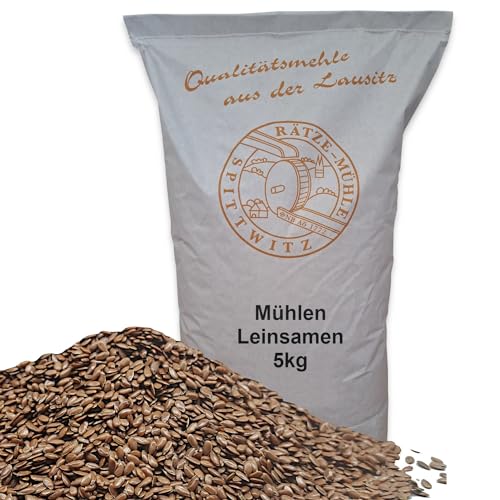 Mühlen Leinsamen braun in bester Qualität frisch aus der Rätze-Mühle 100% regional und naturbelassen (5 kg / 5000g) von zanasta