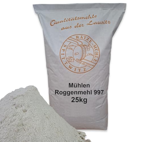Mühlen Roggenmehl 25kg Typ 997 frisch aus der Rätze-Mühle in bester Qualität 100% regional und naturbelassen Mühlen Roggenmehl 25kg Typ 997 frisch aus der Rätze-Mühle in bester Qualität 100% regional und naturbelassen von zanasta