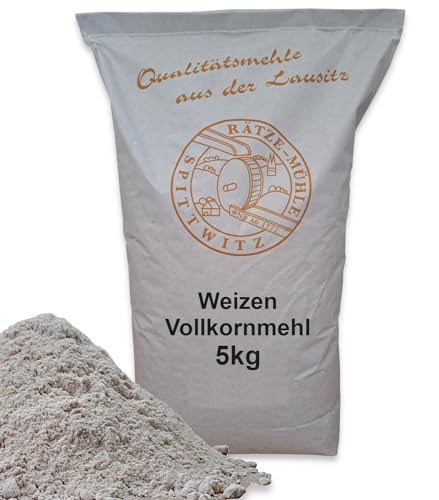 Mühlen Weizenvollkornmehl 5kg frisch aus der Rätze-Mühle in bester Qualität 100% regional und naturbelassen (5 kg) von zanasta