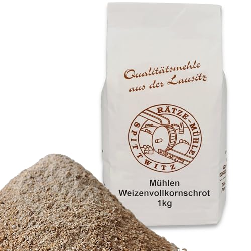 Mühlen Weizenvollkornschrot mittel 1000g frisch aus der Rätze-Mühle 100% regional und natürlich Weizen geschrotet 1kg von zanasta