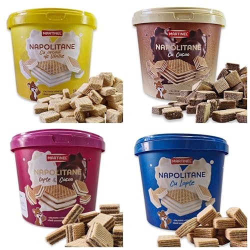 Waffeleimer in 4 Sorten 4x 1kg, feine knusprige Neapolitaner Waffeln in bester Qualität Waffeleimer in 4 Sorten 4x 1kg, feine knusprige Neapolitaner Waffeln in bester Qualität von zanasta