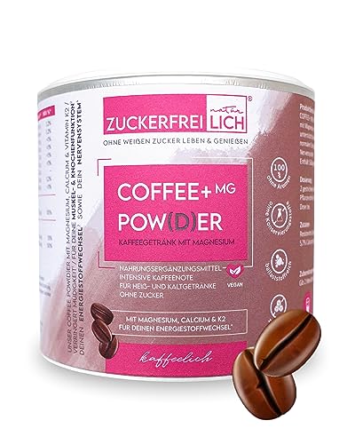 ZUCKERFREIlich Coffee +Mg Pulver löslicher Kaffee vegan 240g, instant Kaffeepulver mit Magnesium, Calcium & Vitamin K2, zuckerfrei, Eiskaffee mit intensiver Kaffeenote, für Heiß- & Kaltgetränke ZUCKERFREIlich Coffee +Mg Pulver löslicher Kaffee vegan 240g, instant Kaffeepulver mit Magnesium, Calcium & Vitamin K2, zuckerfrei, Eiskaffee mit intensiver Kaffeenote, für Heiß- & Kaltgetränke von zuckerfreilich